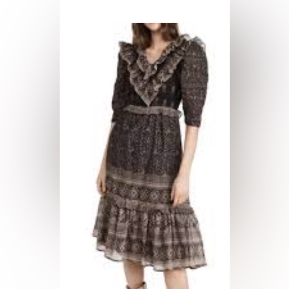 Sea New York Black Pink Floral Cotton Smocked Maxi Dress 10